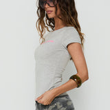 Not For Everyone Graphic Baby Tee Grey Marle / Pink