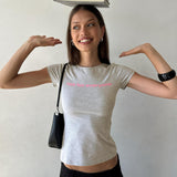 Not For Everyone Graphic Baby Tee Grey Marle / Pink
