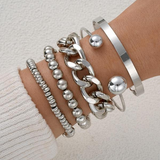 Set de 5 Pulseras Gruesas Apilables