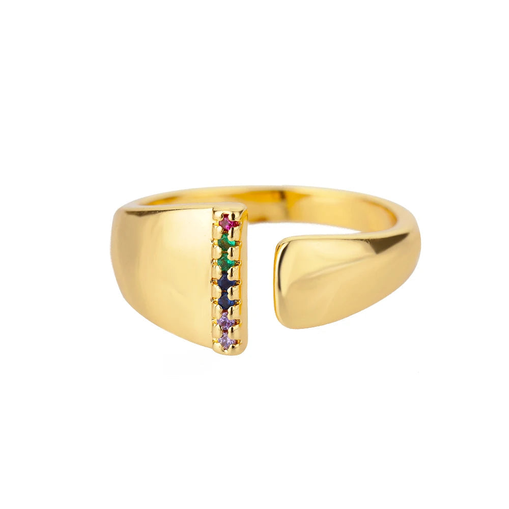 Anillo de Oro con Letra Personalizada (Ajustable)