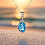 Goccia di Luz – Collar con zirconio azul y acabado plateado