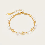 Rimah | Pulsera Dorada con Perlas