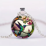 Collar Con Colgante De Cristal En Forma De Colibrí Con Cúpula