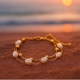 Rimah | Pulsera Dorada con Perlas